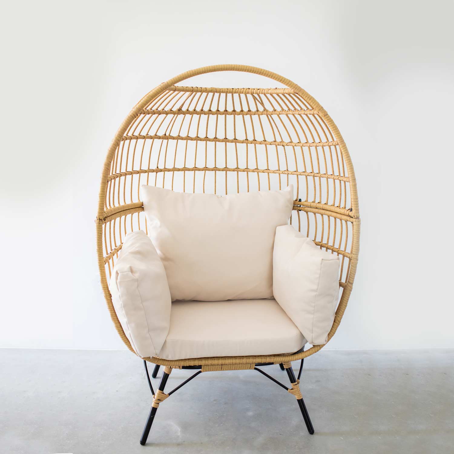 Cane Egg Chair with Cushions
